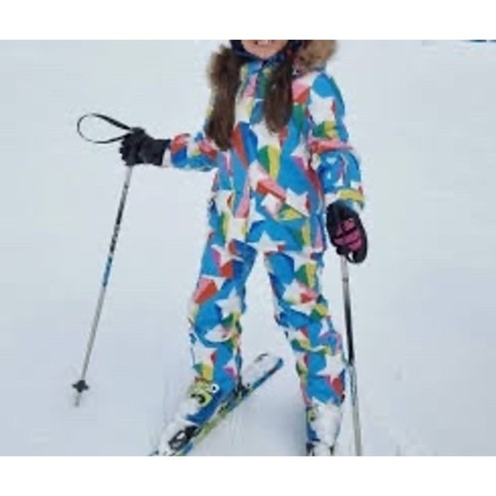 Boden Girls Surfboard Blue Rainbow Star Snow Suit Jacket and Bib Pants Set 9-10Y